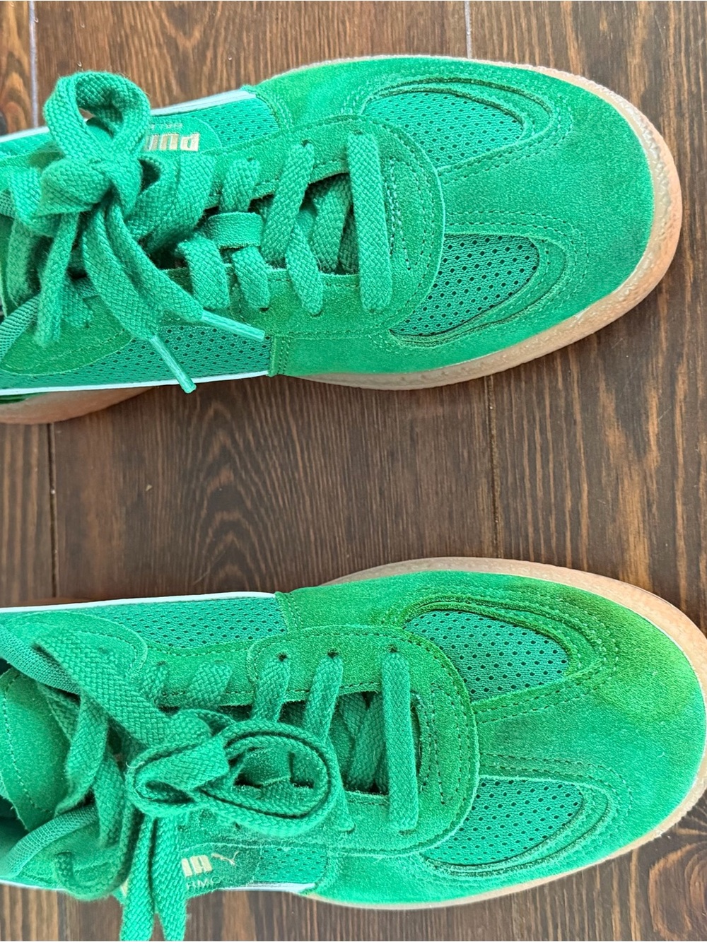 Puma Palermo Green Suede & Mesh Sneakers